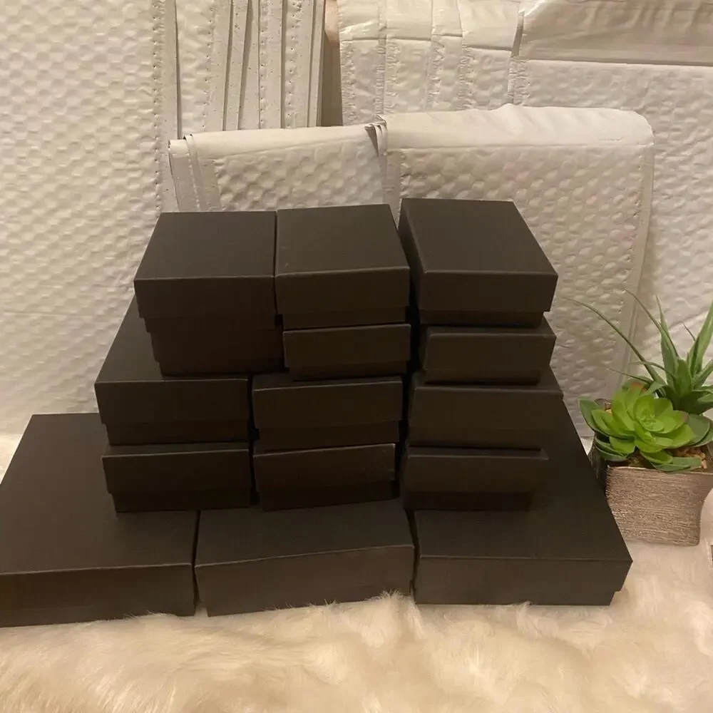 Set of Black Decorative Storage Boxes